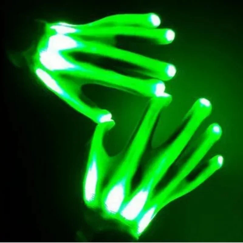 LED, Glowing,  Flashing Skull Gloves, Stage Costume Supplies, Sensory Toy