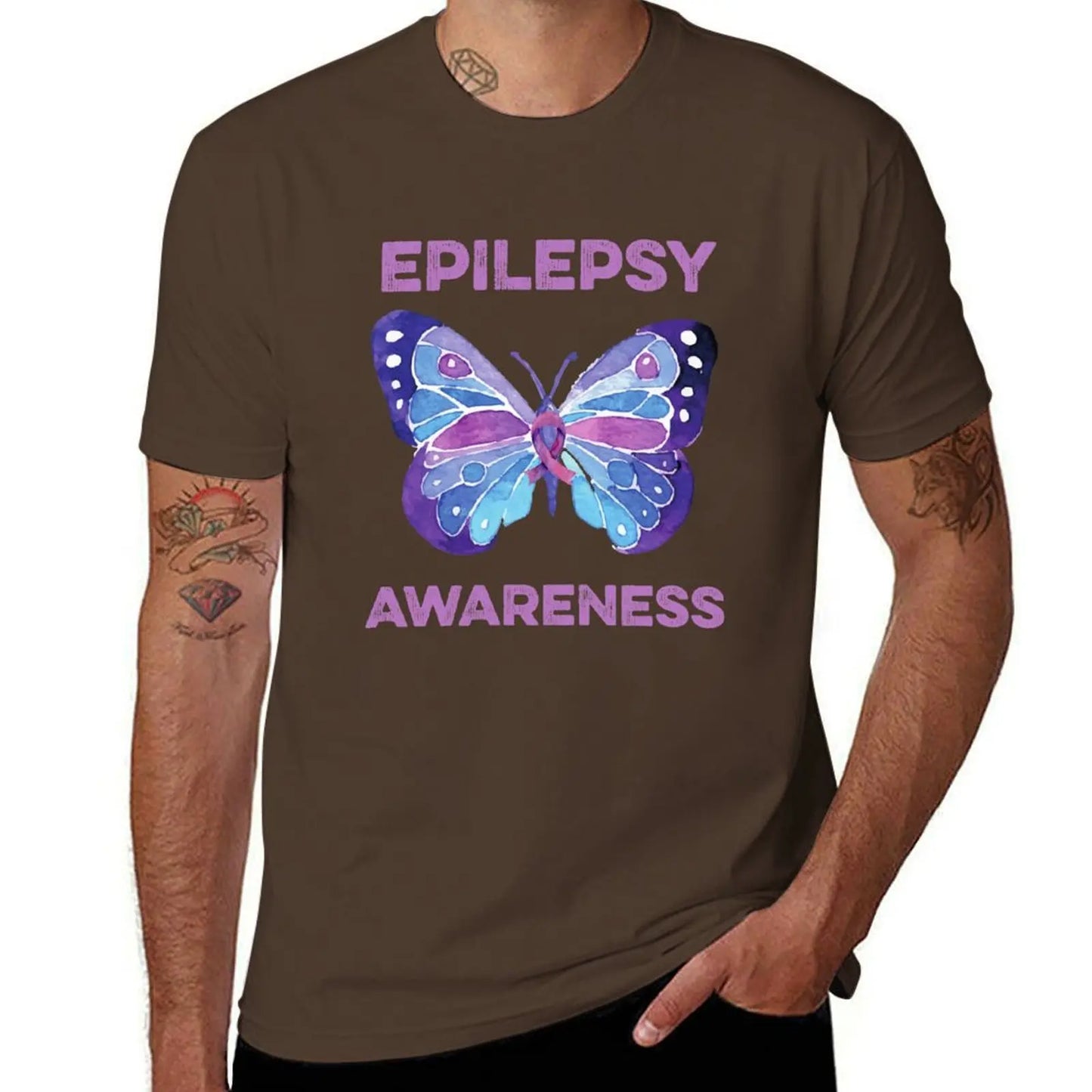 Epilepsy Awareness Butterfly Purple Ribbon Seizure T-Shirt