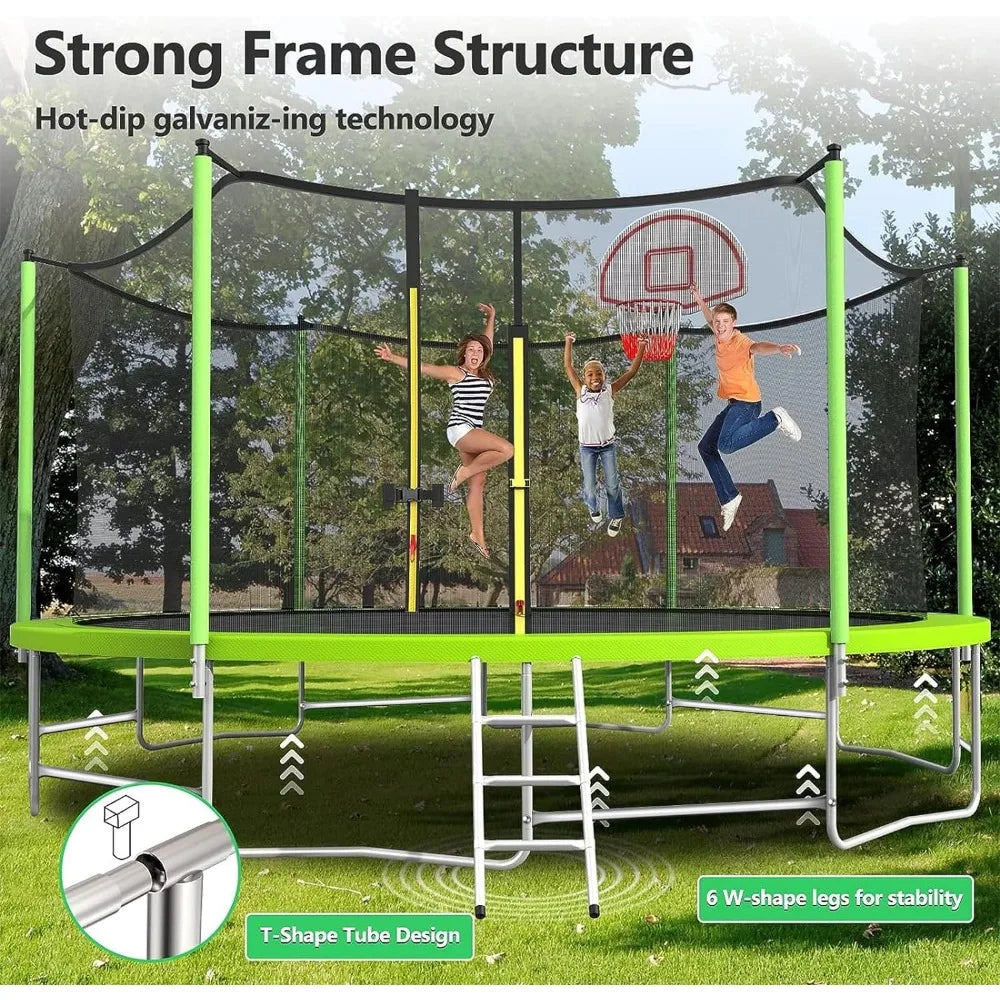 Upgraded 16FT Trampoline for Kids and Adults, Large Outdoor Trampoline with Enclosure,