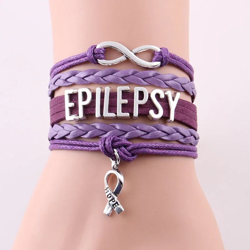 Infinity Hope EPILEPSY Bracelet Awareness Leather Wrap Men Bracelets & Bangles For Women Jewelry Drop Shipping