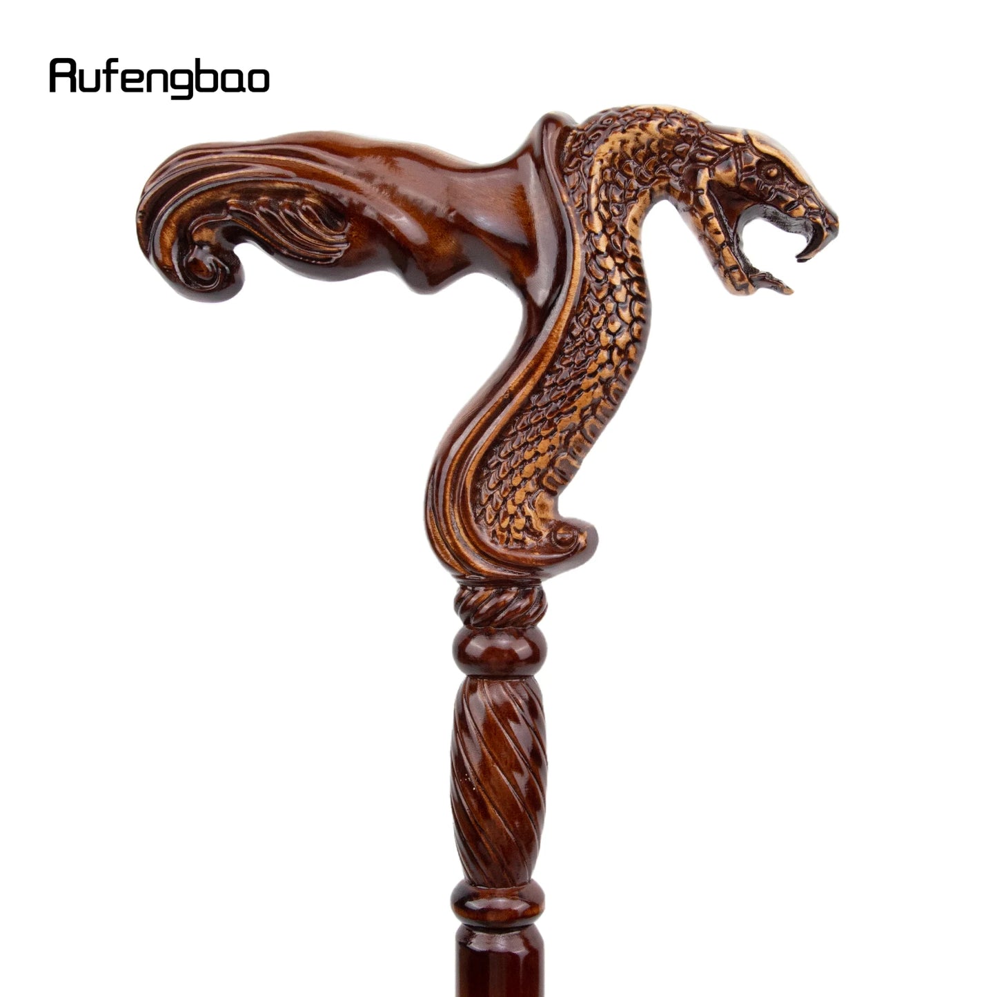 Cobra Snake Brown Wooden Fashion Walking Stick Decorative Cospaly Party Wood Walking Cane Halloween Mace Wand Crosier 93cm