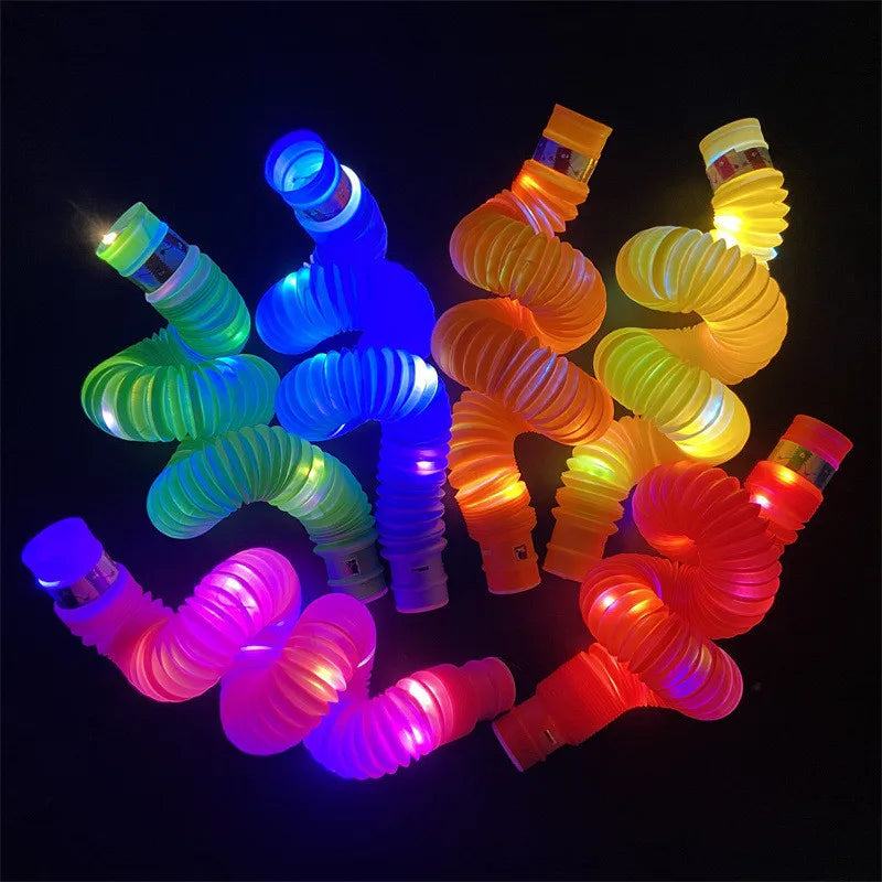 Colorful Plastic Luminous Pop Tube LED Light Fidget Sensory Toys for Adults Child Ati-stress Reliever Special Needs Adhd Autism