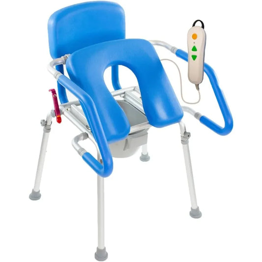 Power Uplift Commode Chair for Toilet & Shower Elderly Assistance Products Assist Bedside Chair with Padded Seat Adjustable