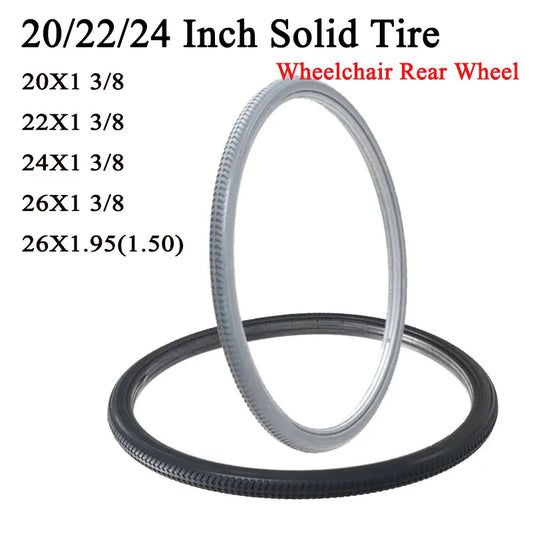 20/22/24/26 inch X1 3/8 Inflatable-Free Wheel Tire Solid Tire for Manual Wheelchair Rear Wheel