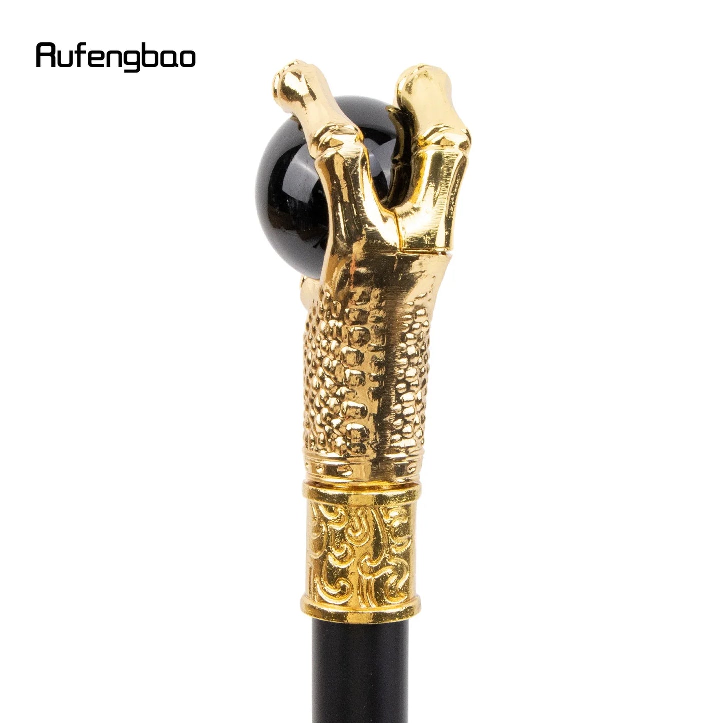 Dragon Claw Grasp Black Glass Ball Golden Walking Cane Fashion Decorative Walking Stick Cosplay Cane Knob Crosier 93cm