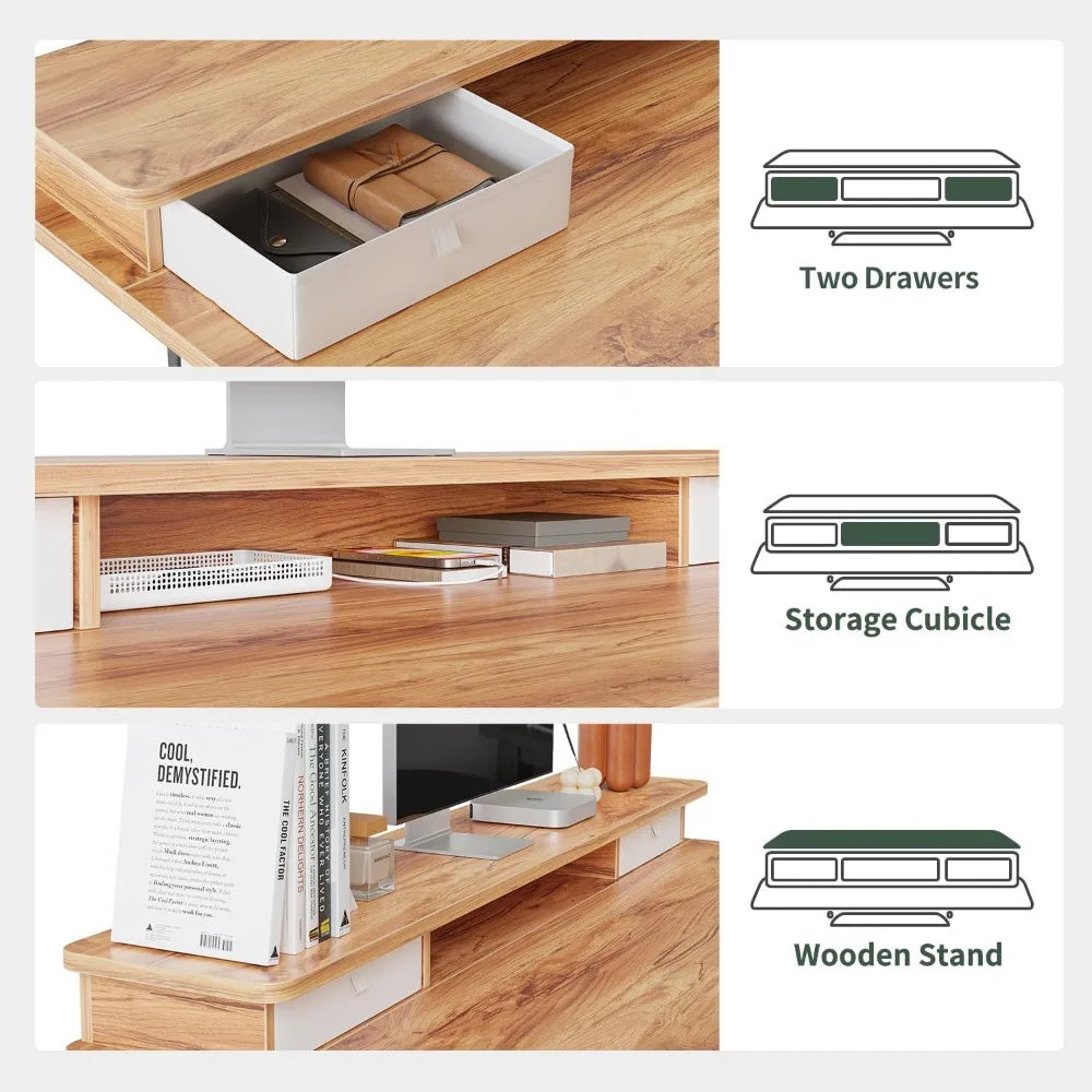 55'' Height Adjustable Electric Standing Desk with Keyboard Tray, Home Office Desk Computer Workstation with Storage Shelf- Meets ADA Recommendations for accessibility dimensions including wheelchairs