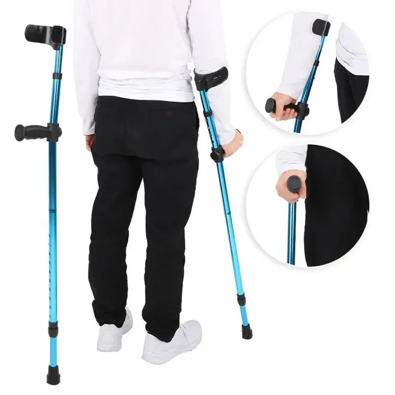 Adjustable Telescopic Underarm Cane Crutch Crutches Aluminum Alloy for Disabled Seniors Elderly Portable Folding Walking Stick