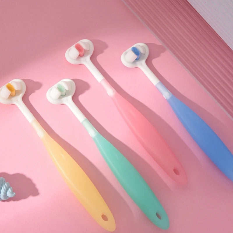 3 Sided Autism Toothbrush Three Bristles for Special Need Kids Soft Bristles Soft Cleaning Toothbrush for Kids