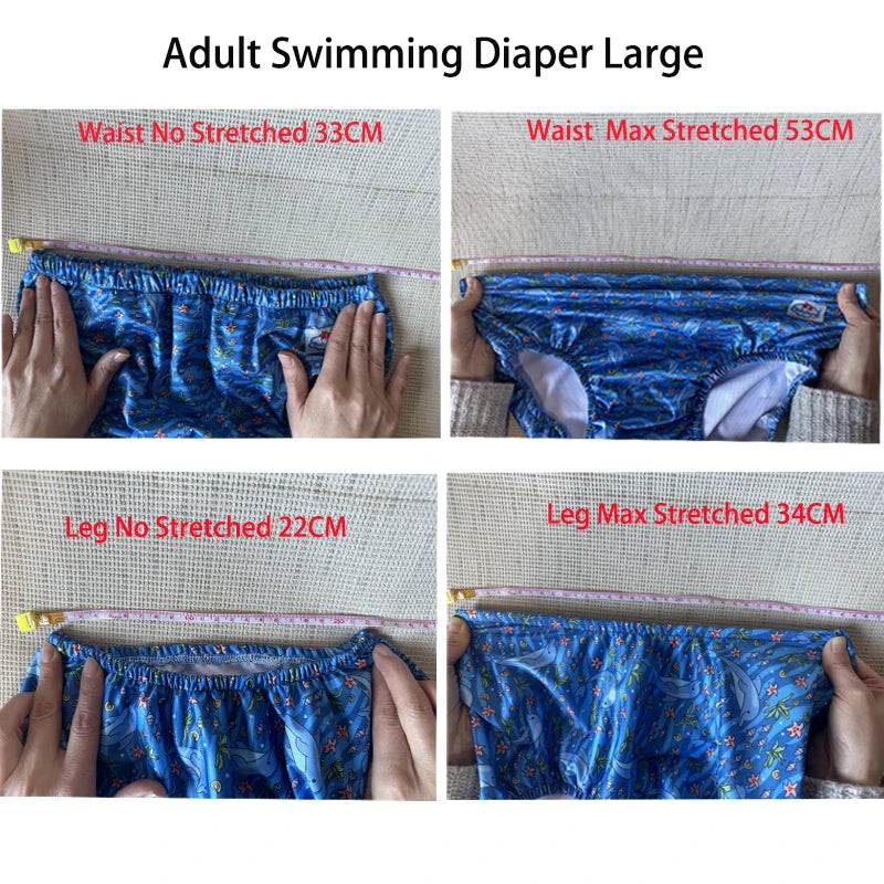 Large Size 4PCS Adult Swimming Pool Underwear Waterproof Adult Swim Diaper Nappy Pants For Special Need Adult Men Women