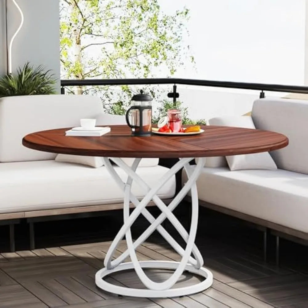 4, 47-Inch Dinner Table Circle Kitchen Table with Metal Base, Wood- Meets ADA Recommendations for accessibility dimensions including wheelchairs