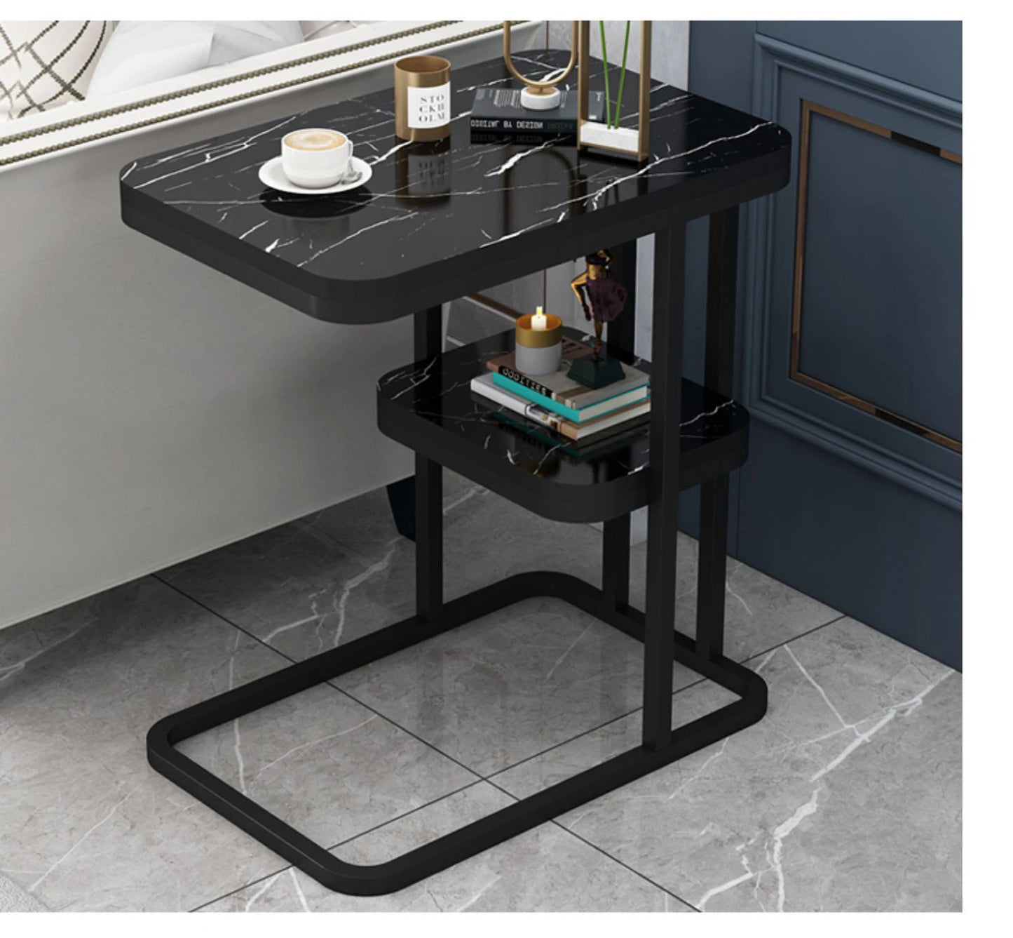 Creative Living Room Apartment Modern Household Small Tea Table Coffee Table Sofa Side Table With One Shelf Sofa Corner Iron