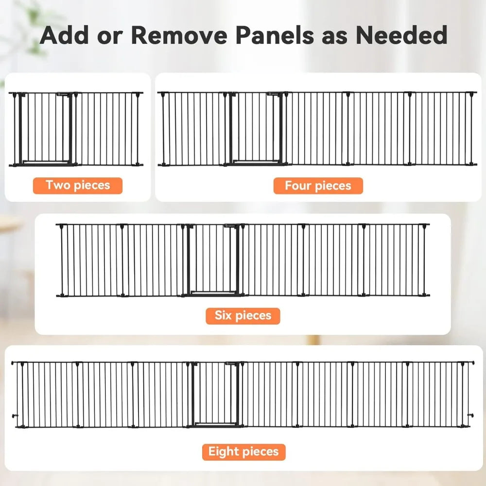 COMOMY 198" Baby Gate Extra Wide, Dog  Pet Gate for House Stairs Doorways Fireplace, 3 in 1 Play Yard Child Safety