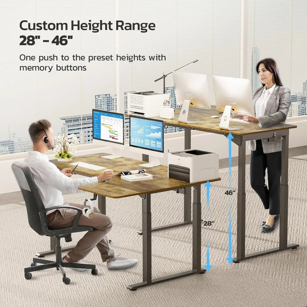 Standing Desk, 63 x 43 Inch L Shaped Desk, Electric Height Adjustable Dual Motor Sit Stand Desk, Corner Stand Up Desk- Meets ADA Recommendations for accessibility dimensions including wheelchairs