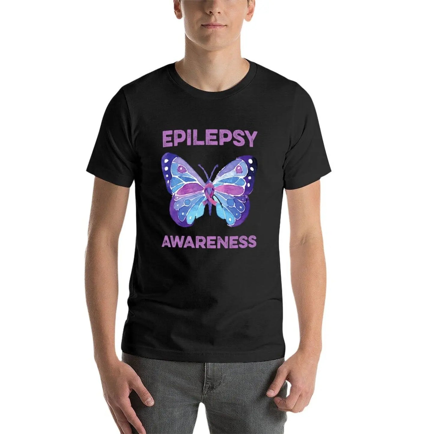 Epilepsy Awareness Butterfly Purple Ribbon Seizure T-Shirt