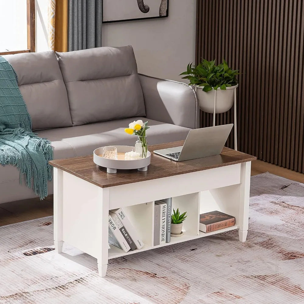 White Tea and Coffee Tables for Living Room Chairs With Storage Shelf/Hidden Compartment Furniture Lift Top Coffee Table Dining