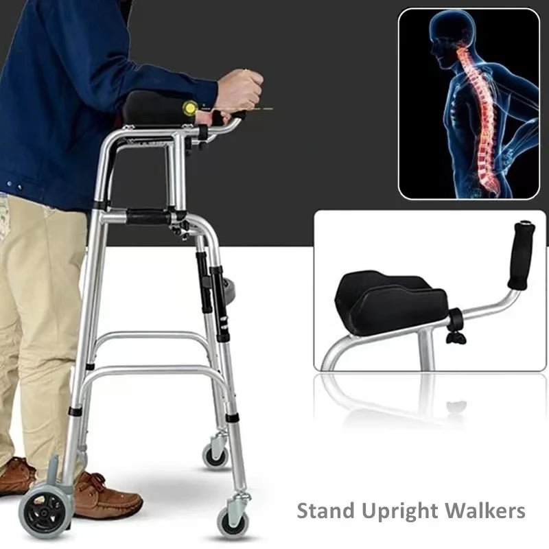 Foldable Double Arm Walking Aid For Elderly Disabled People Walking Rehabilitation Station Frame Fitness Equipment For Disabled