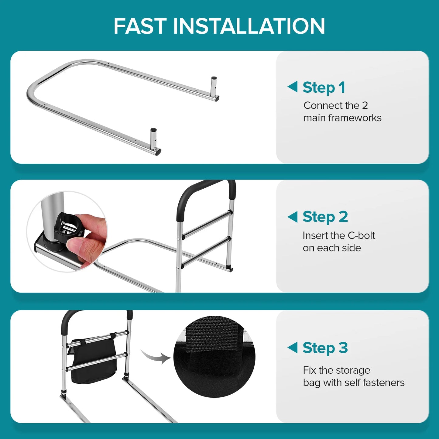 Varon Safety Bed Rail for Adult, Standing Aid, Elderly Bed Handle, Seniors, Safety Bed Railing for Older, Pregnant and Disabled