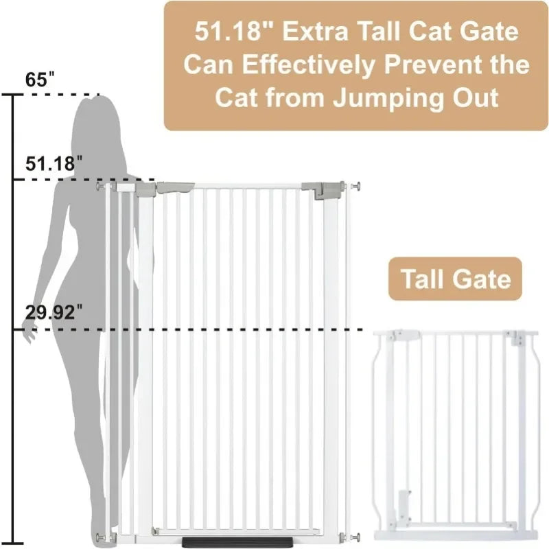 ZOUTEX 51.18" Extra Tall Cat Gate for Doorway, 30.5"-40" Auto Close Pet Gate Include 2.75" and 5.5" Extension Kits