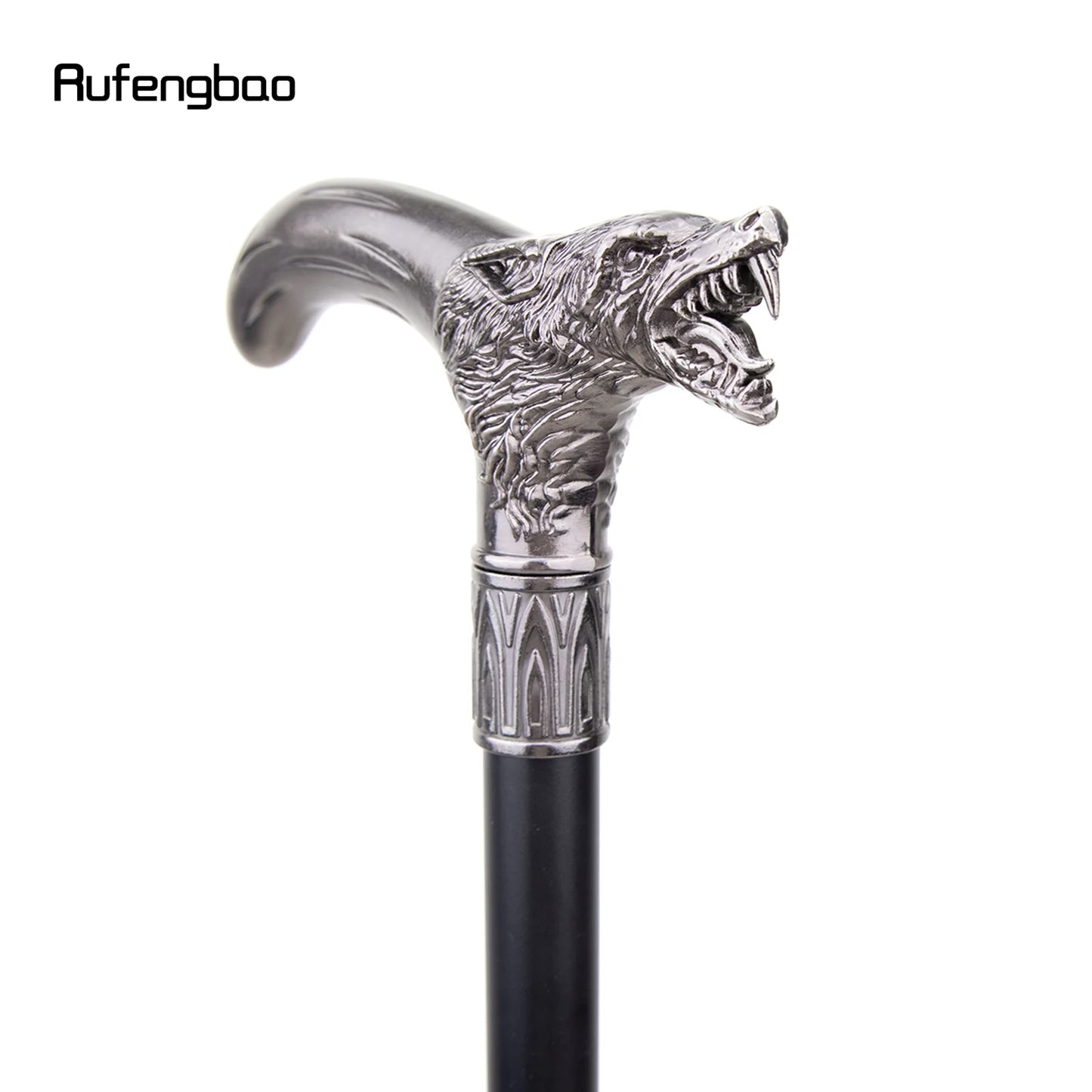 Wolf Head Biting Walking Cane Fashion Decorative Walking Stick Gentleman Elegant Cosplay Cane Knob Crosier 93cm