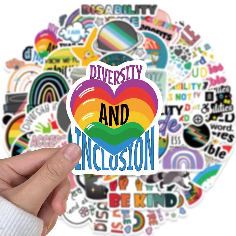 50pcs INS Style Disablity Pride Stickers Art Aesthetic Waterproof Vinyl Decoration Notebook Scarpbook Laptop Icebox Kids Decal