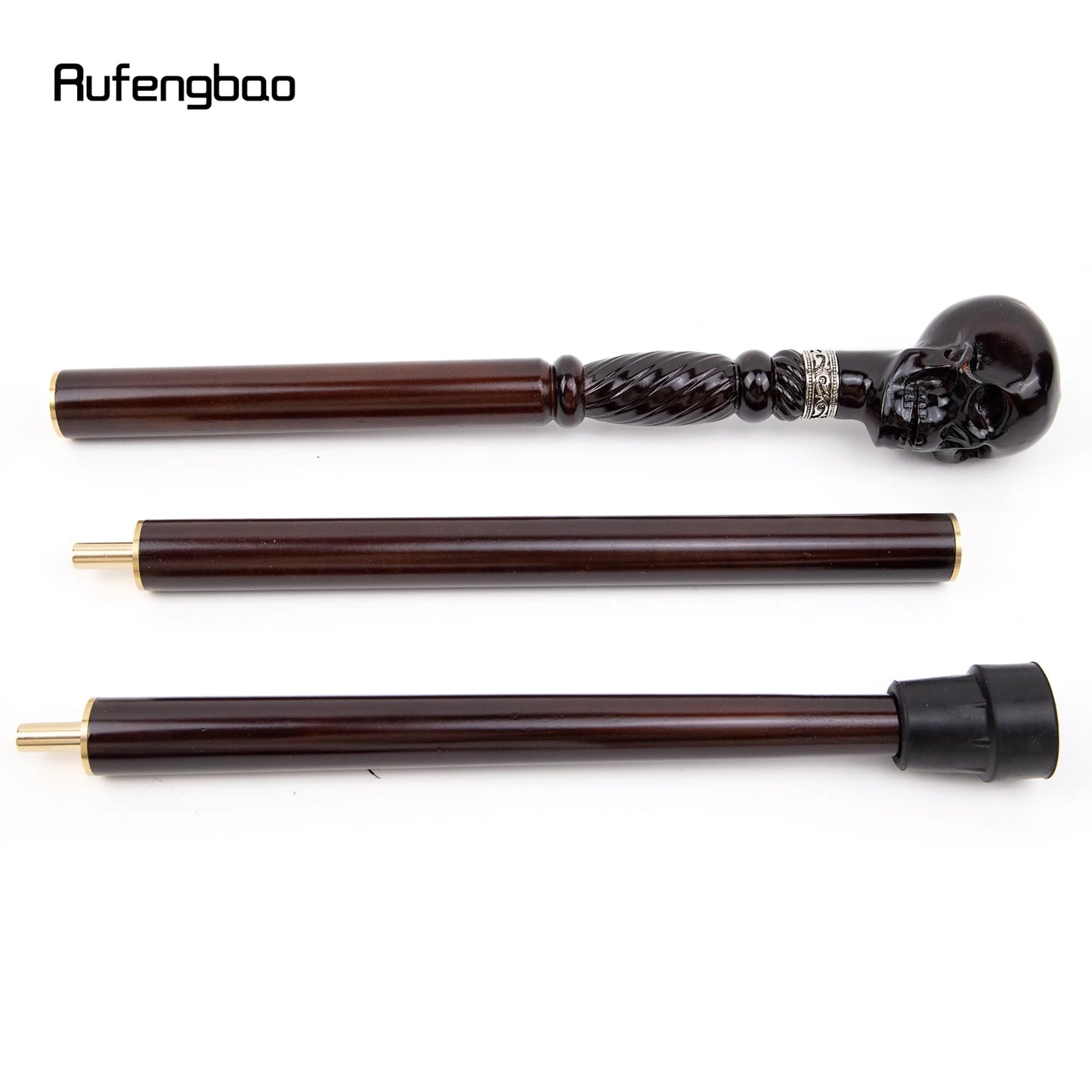 Black Creative Devil Skull Wooden Fashion Walking Stick Decorative Cospaly Wood Walking Cane Halloween Mace Wand Crosier 93cm