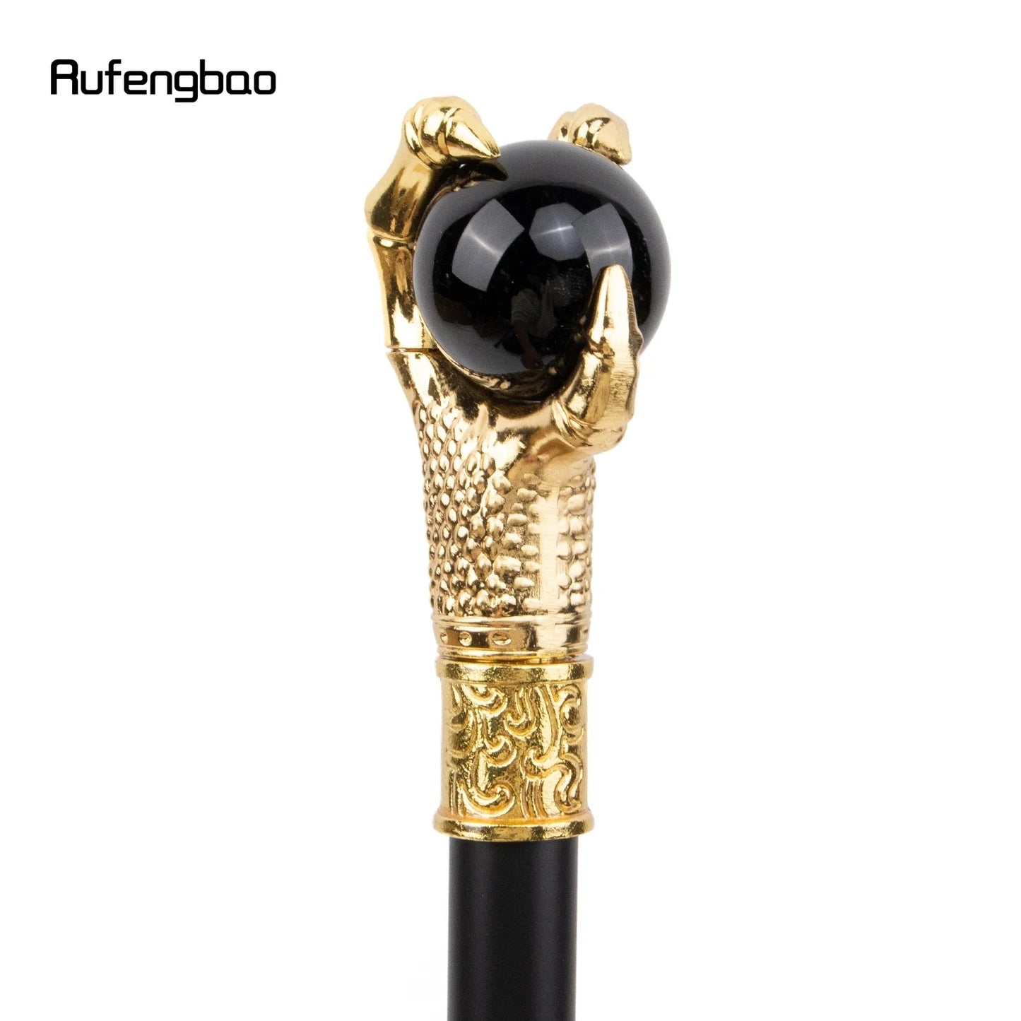 Dragon Claw Grasp Black Glass Ball Golden Walking Cane Fashion Decorative Walking Stick Cosplay Cane Knob Crosier 93cm