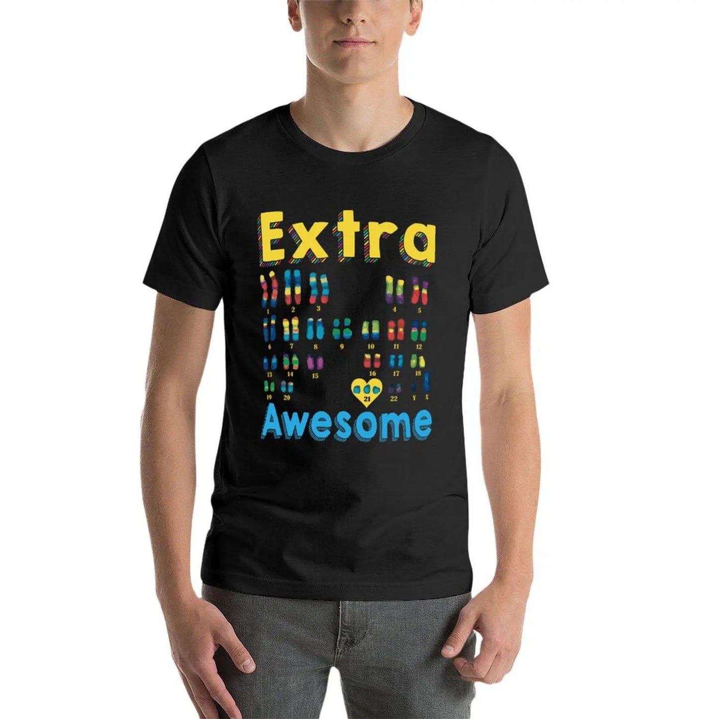 Extra Awesome XY Boy Trisomy 21 World Down Syndrome T-Shirt new edition heavyweights blacks t shirts for men cotton