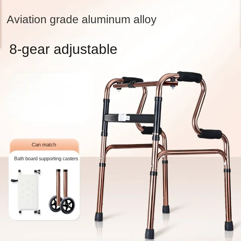 One-button Folding Walking Aid Aluminum Alloy For Elderly Disabled Mobility Support Lightweight Walkers For Rehabilitation