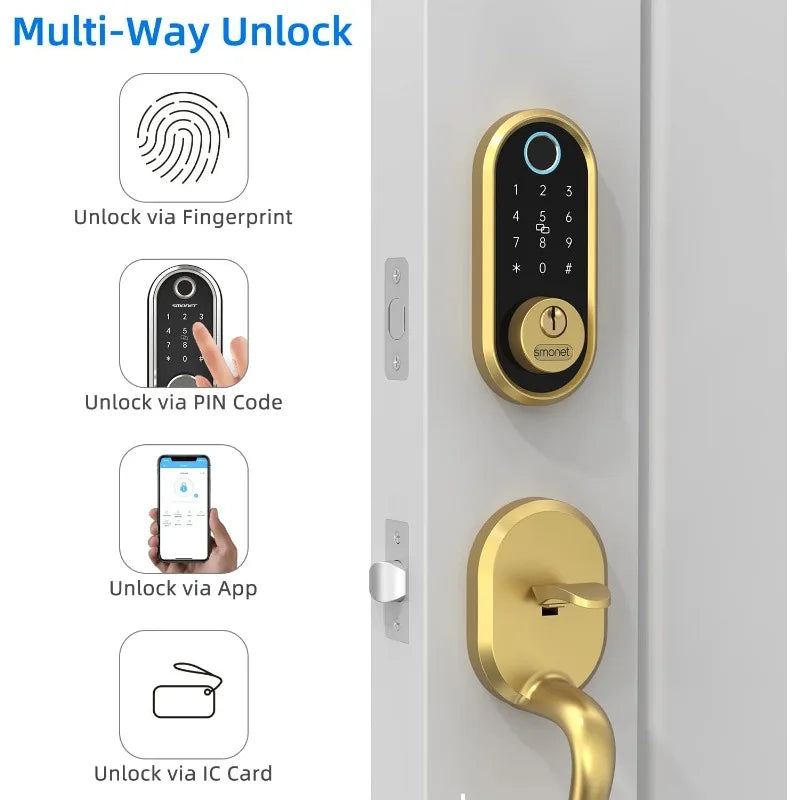 Smart Lock SMONET Bluetooth Keyless Entry Keypad Smart Deadbolt-Fingerprint Electronic Deadbolt Lock