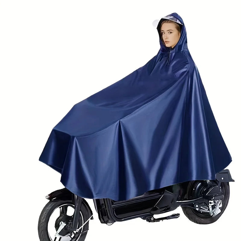 Reusable Rain Poncho, Water & Tear Resistant Hooded Raincoat, Solid Color Wheelchair Rain Protection Rain Jacket