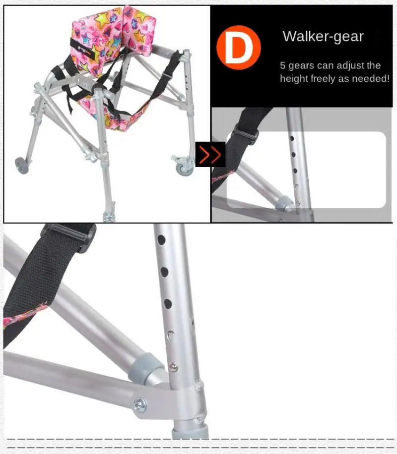 Cerebral Palsy Children Walking Aid Hemiplegic Lower Limb Rehabilitation Training Aluminum Alloy Standing Frame with Wheels