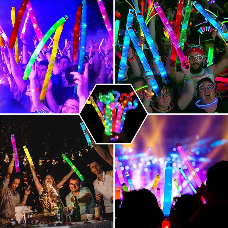 Colorful Plastic Luminous Pop Tube LED Light Fidget Sensory Toys for Adults Child Ati-stress Reliever Special Needs Adhd Autism