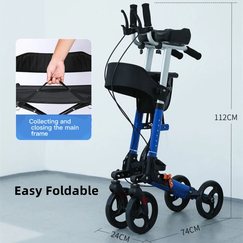 Elderly Disabled Rehabilitation Walking Assist Rollator Walker Folding Pulley Walker Shopping Cart Mobility Aid With Arm Support