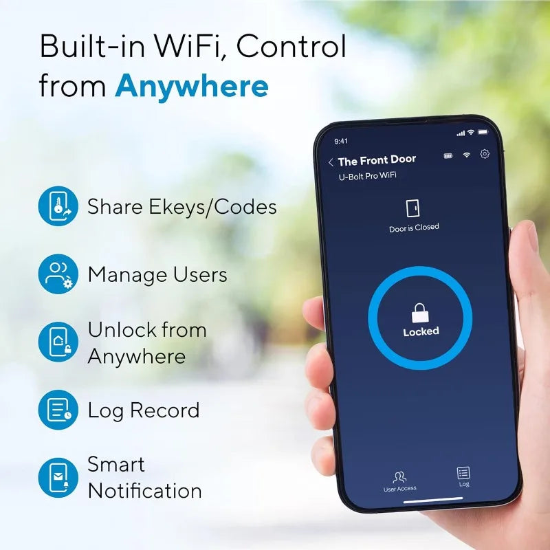 ULTRALOQ U-Bolt Pro WiFi Smart Lock with Door Sensor, 8-in-1 Keyless Entry Door Lock with Built-in WiFi,Fingerprint ID