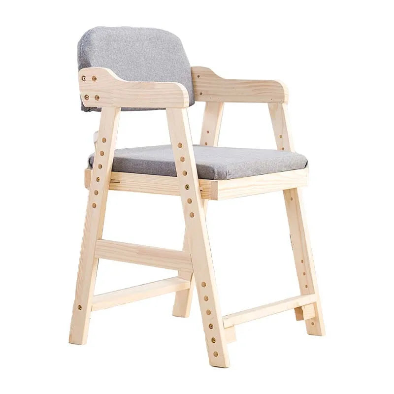 Wooden Children's Learning Lift Chair Adjustable Solid Wood Bench For Household Use Dining Table Chair Backrest Writing Chair