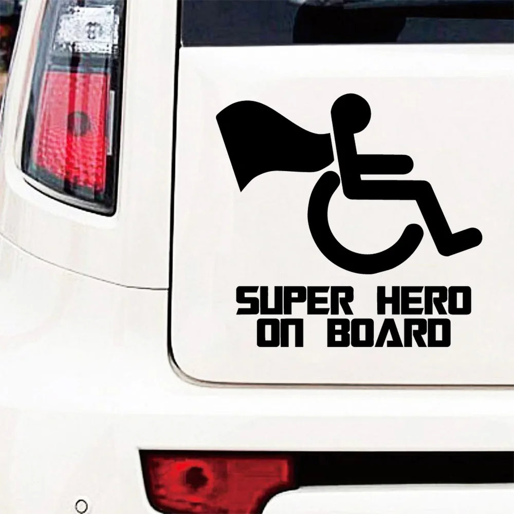 Disabled superhero Sticker Disability car decal super hero handicapped wheelchair Auto Window Stickers