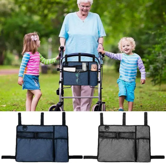 Wheelchair Storage Bag Easy To Install Hand-Free Walker Storage Bag Reflective Armrest Bag For Wheelchairs Pushchair Accessories