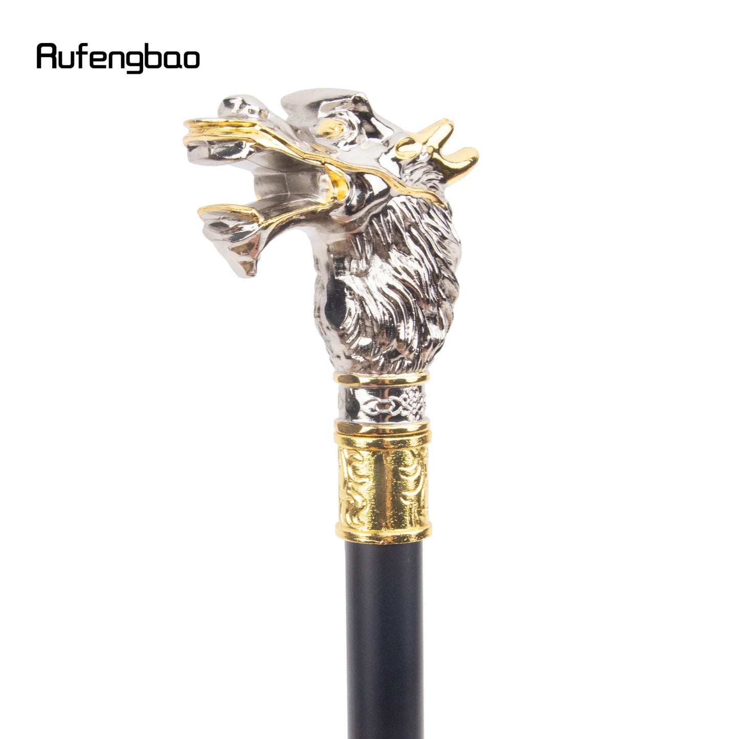 White Black Luxury Dragon Head Walking Cane Fashion Decorative Walking Stick Gentleman Elegant Cosplay Cane Knob Crosier 93cm