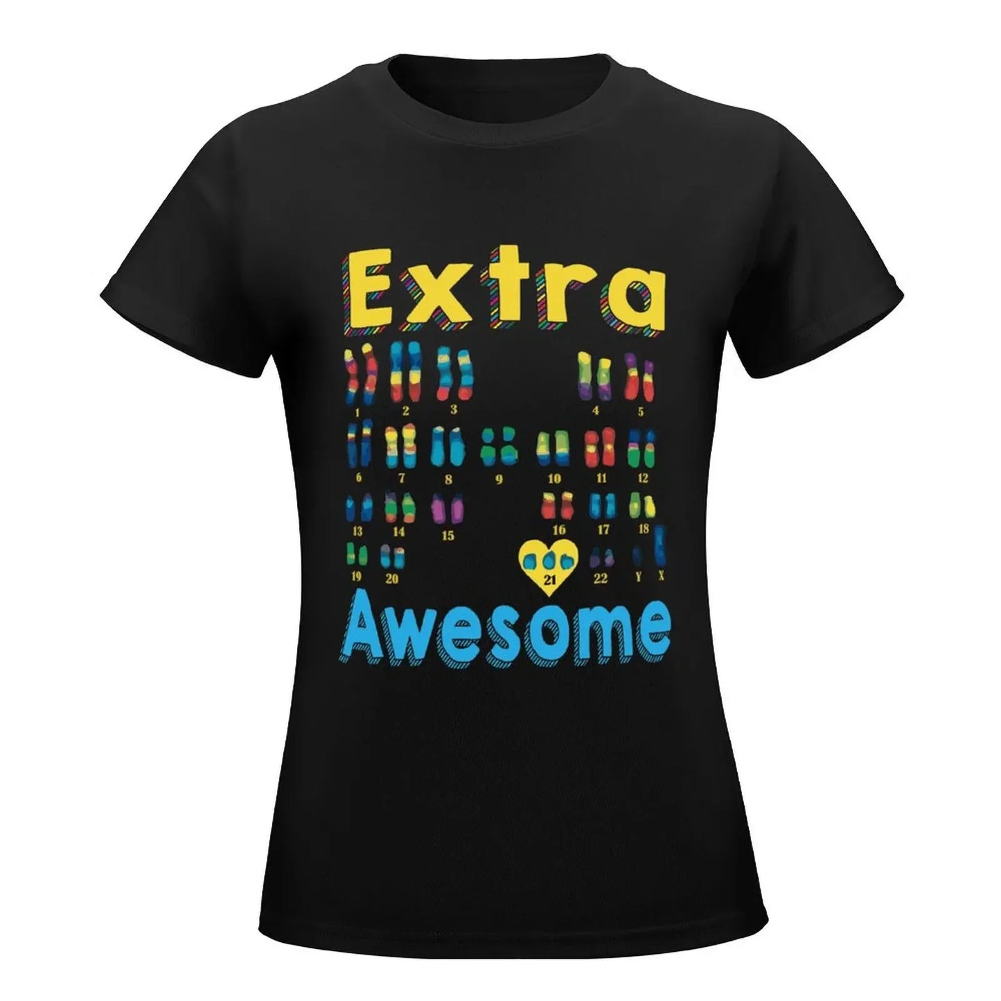 Extra Awesome XY Boy Trisomy 21 World Down Syndrome T-Shirt aesthetic clothes Short sleeve tee funny Women's cotton t-shirt