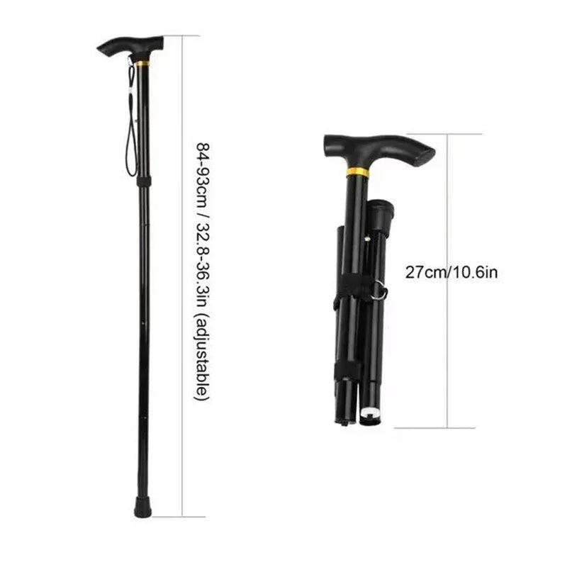 Walking Stick Hiking Trekking Poles Trail Ultralight 4 Section Adjustable Canes Aluminum Alloy Folding Walking Stick