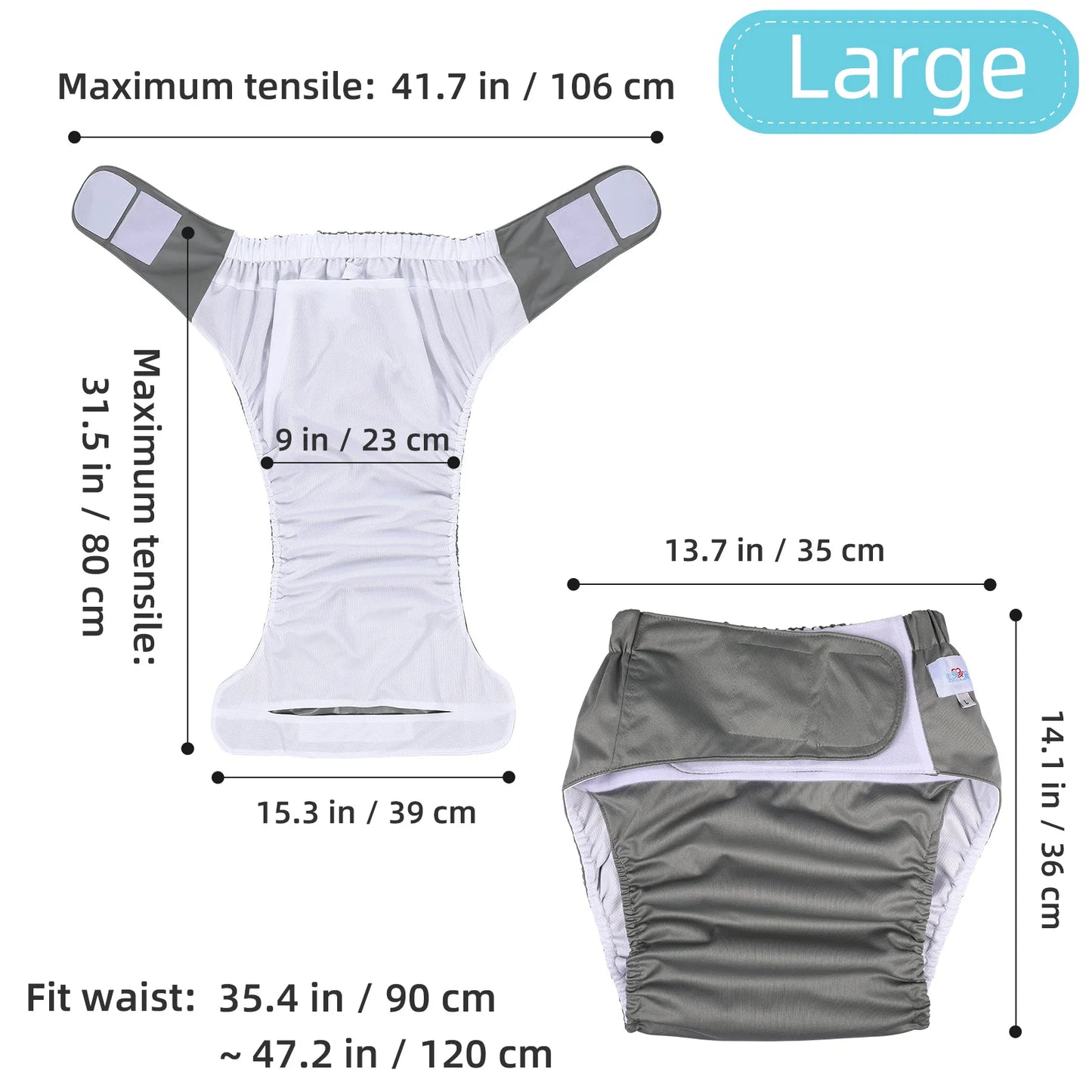 Prevail Adult Diapers for Men Washable Oversized Swim Patient Reusable Pants Man Nappies Elderly