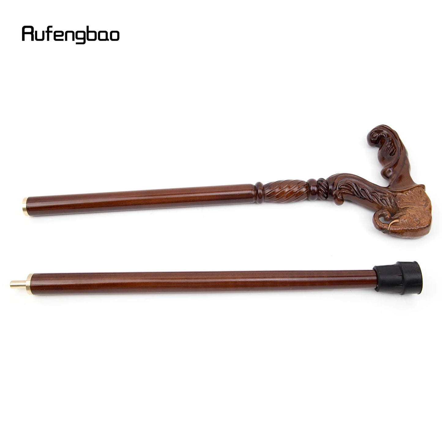 Elephant Brown Wooden Fashion Walking Stick Decorative Vampire Cospaly Party Wood Walking Cane Halloween Mace Wand Crosier 93cm