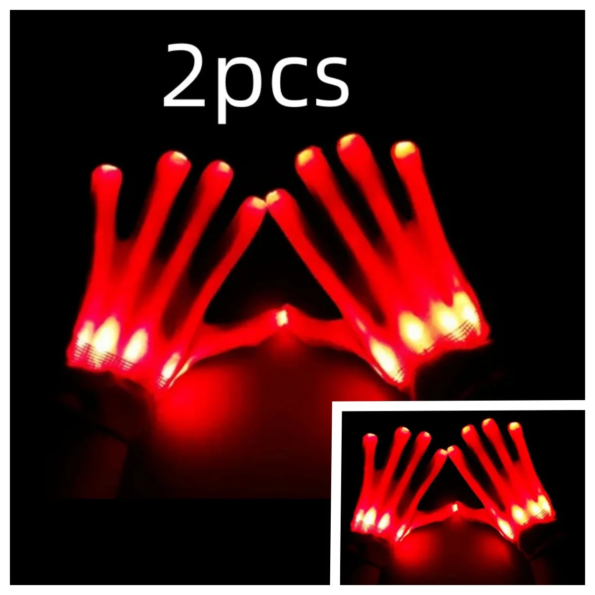 LED, Glowing,  Flashing Skull Gloves, Stage Costume Supplies, Sensory Toy
