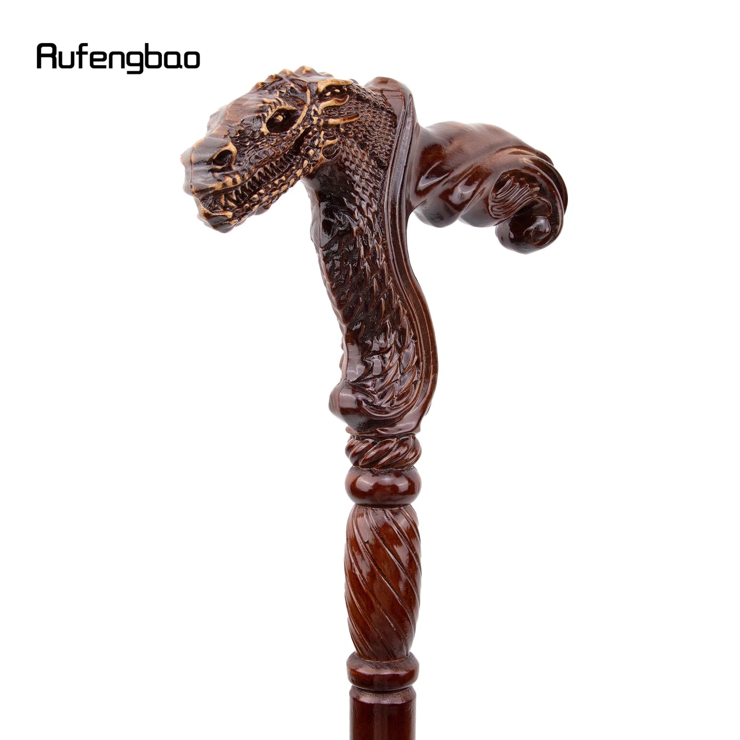 Dinosaur Brown Wooden Fashion Walking Stick Decorative Vampire Cospaly Party Wood Walking Cane Halloween Mace Wand Crosier 93cm