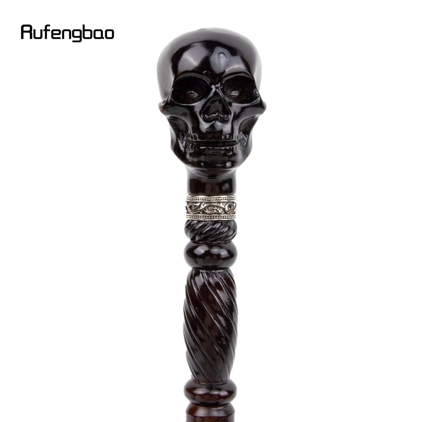 Black Creative Devil Skull Wooden Fashion Walking Stick Decorative Cospaly Wood Walking Cane Halloween Mace Wand Crosier 93cm