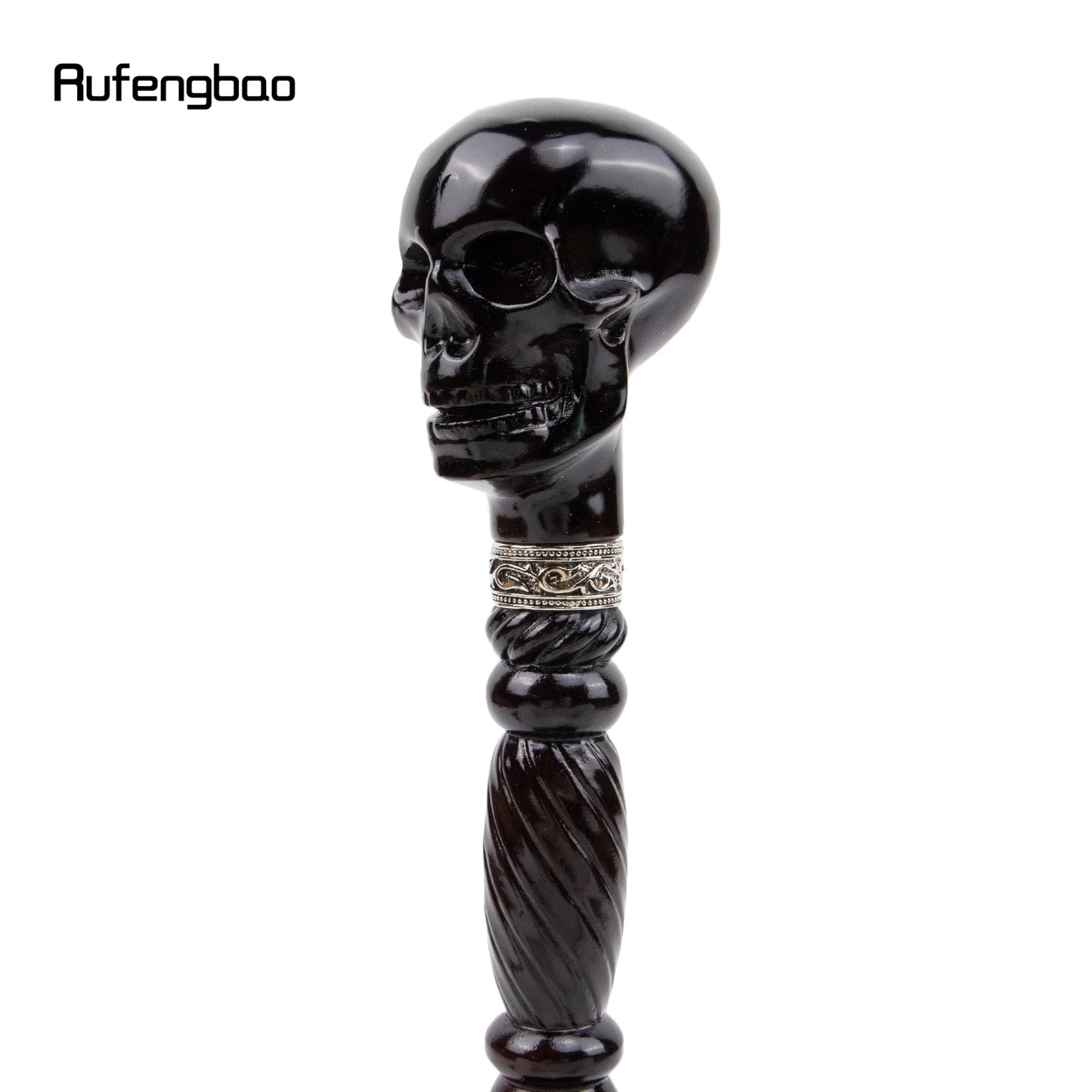 Black Creative Devil Skull Wooden Fashion Walking Stick Decorative Cospaly Wood Walking Cane Halloween Mace Wand Crosier 93cm