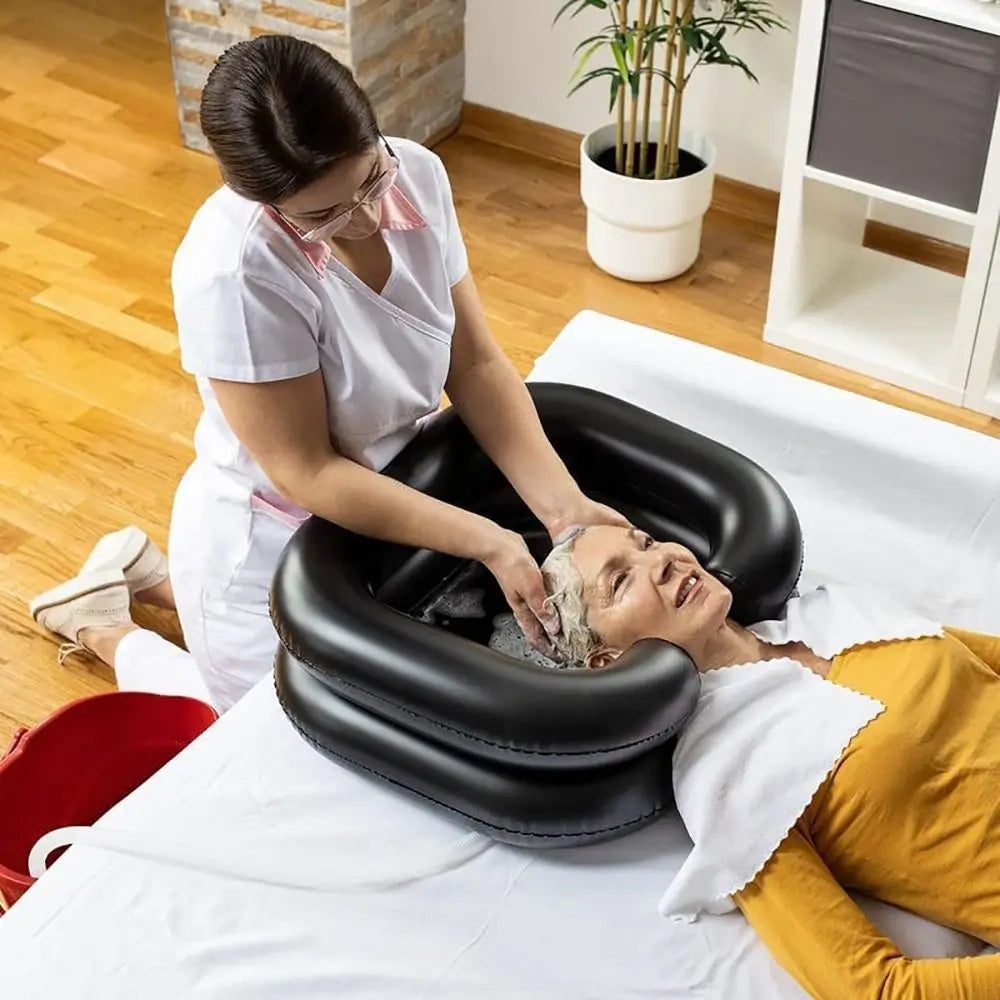 Inflatable Shampoo Basin - Portable Hair Washing Bowl/ Tub for Bedridden, Disabled, Injured, Dreadlocks and at Home Sink Washing