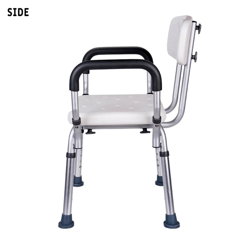 Adaptive Convertible Shower Seat with anti-skid feet and shower attachment.