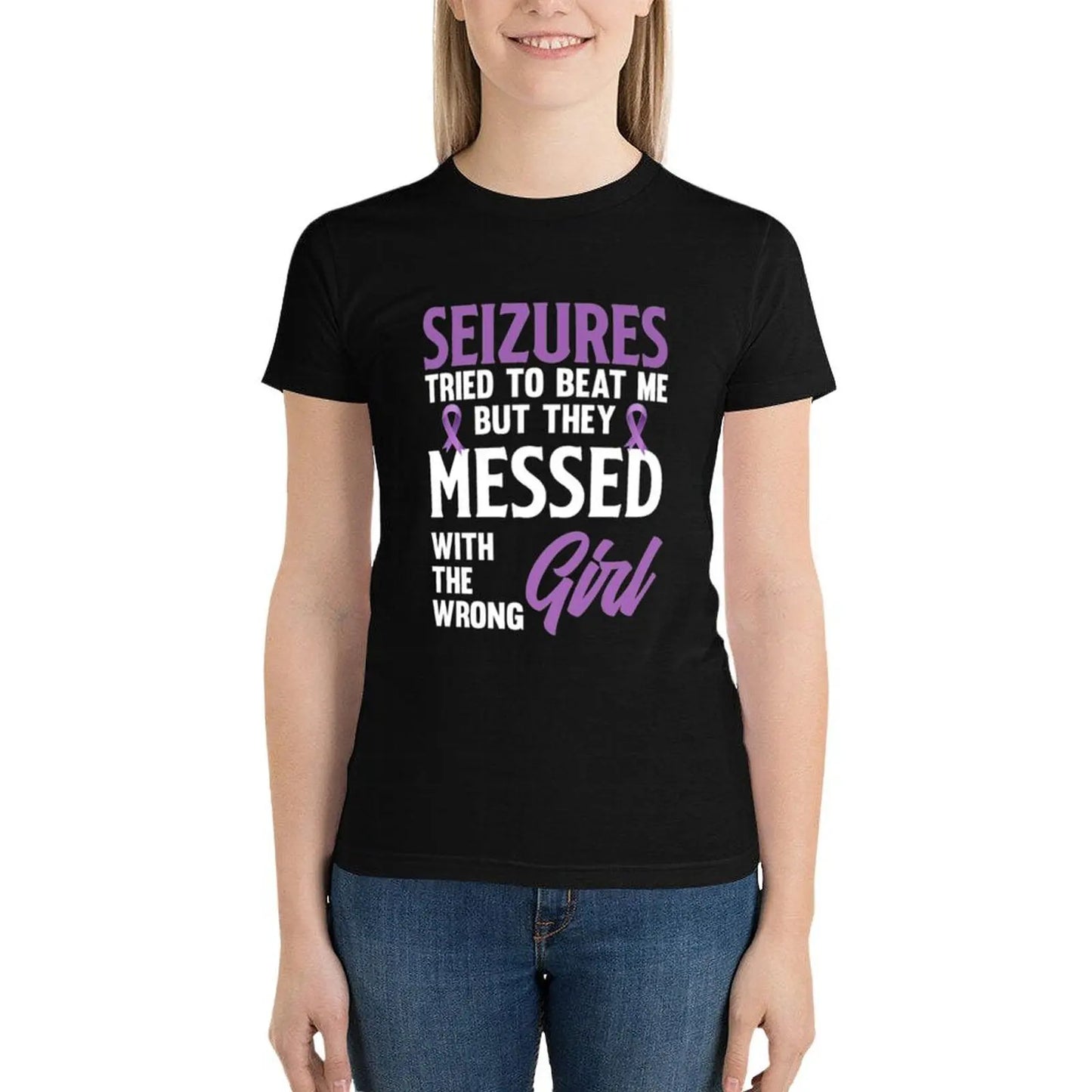 Seizures Beat Messed With Girl Epilepsy Awareness T-Shirt plus sizes Aesthetic clothing hippie clothes fashion woman blouse 2024