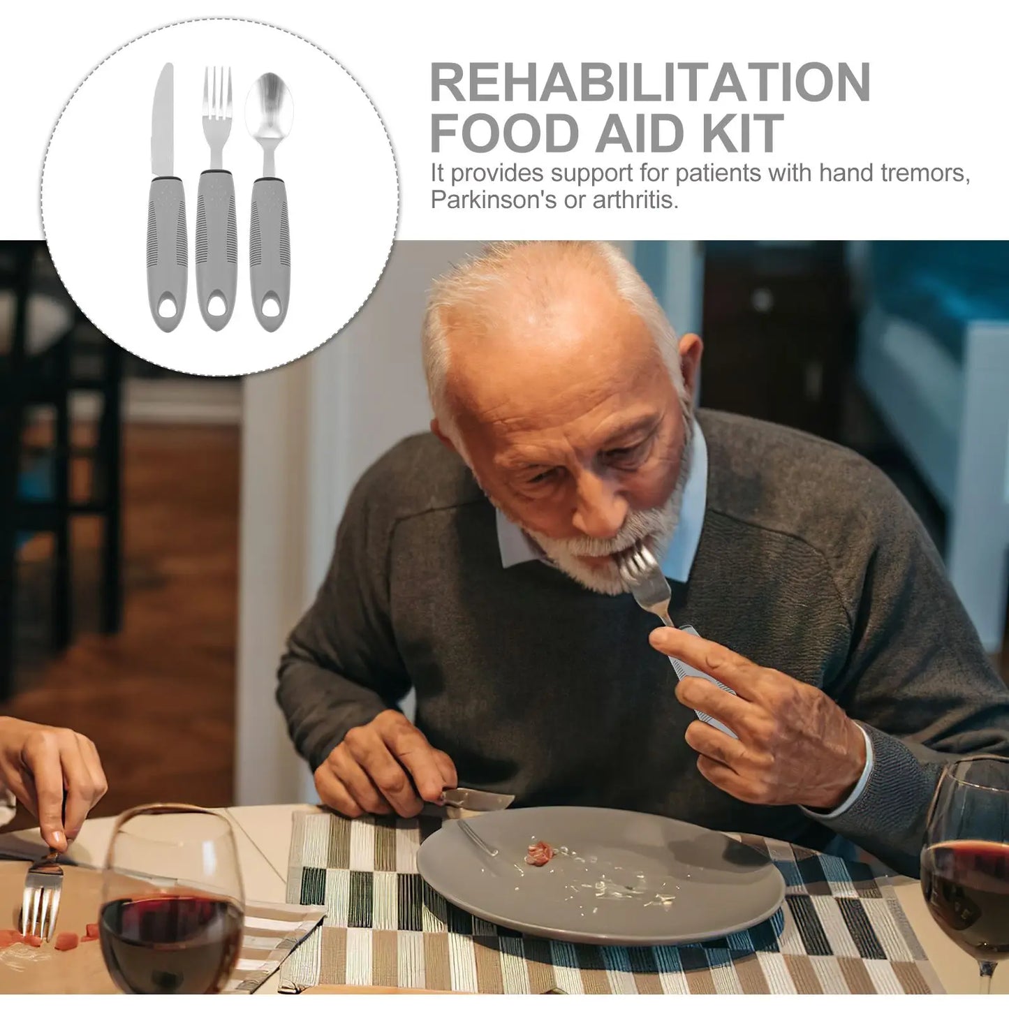 Utensils Adaptive Built Cutlery Up Bendable Spoon Handicapped People Fork Elderly set Parkinsons Non Handle Silverware